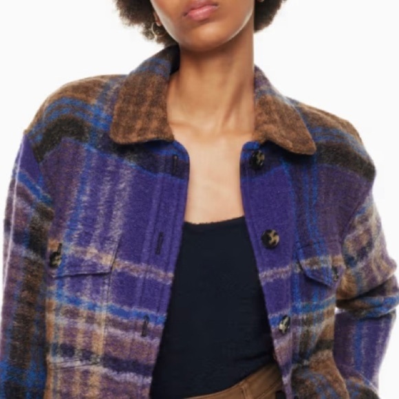 685. NWT Wilfred Ganna purple/brown Wool cropped shacket. Ganna M - Picture 1 of 10